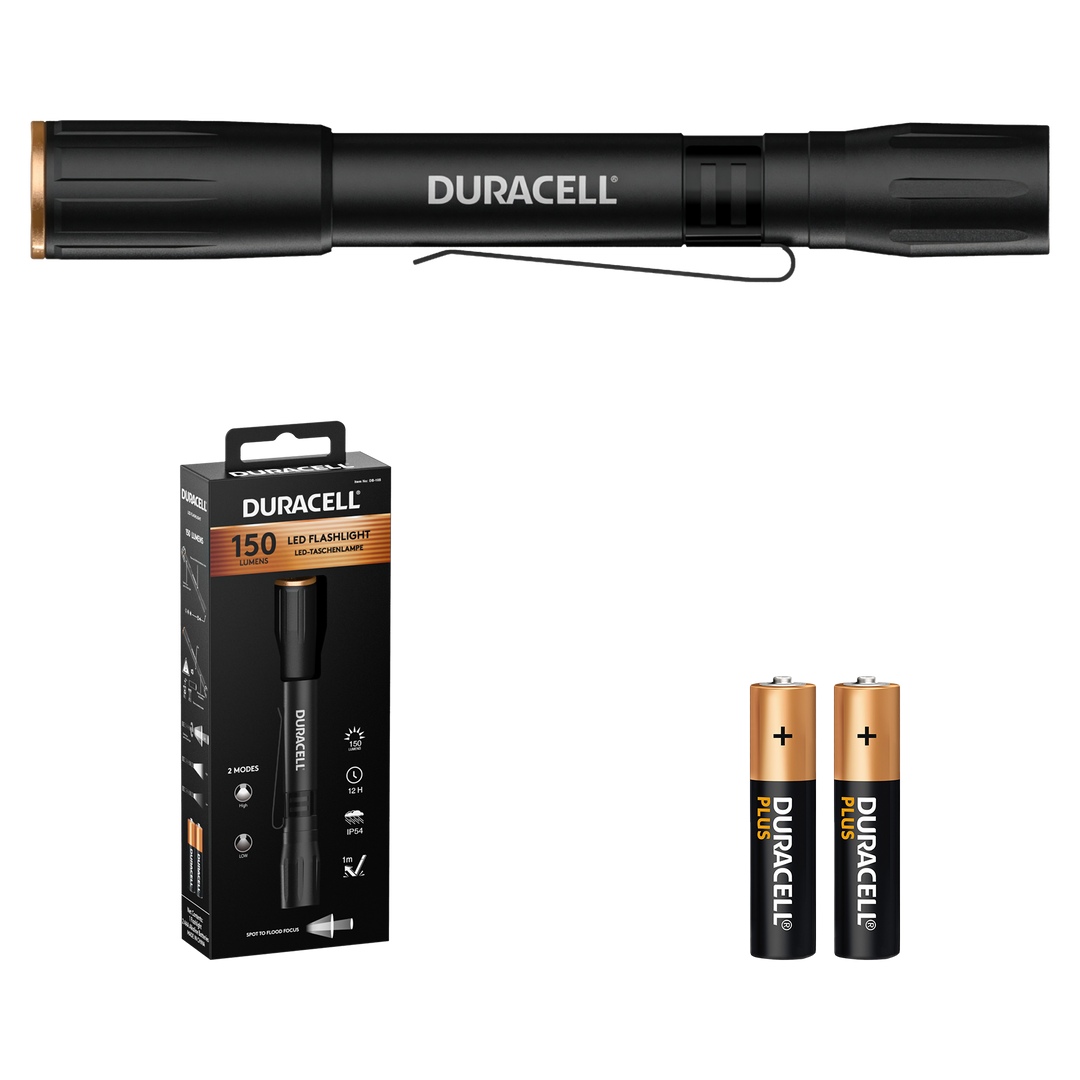 Duracell DF150 LED Stiftleuchte & Taschenlampe mit Zubehör inklusive Batterien
