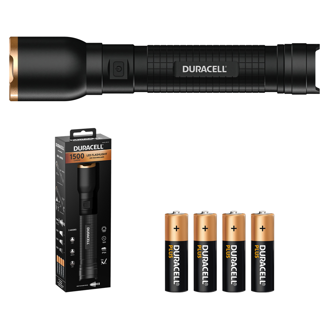Duracell DF1500 LED Taschenlampe mit Zubehör inklusive Batterien