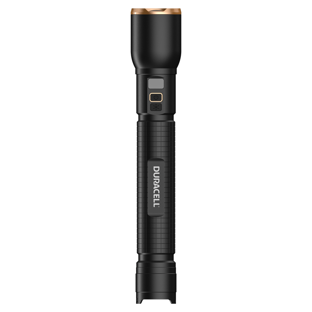 Duracell DF4000R LED Taschenlampe Seitenansicht Aluminiumgehäuse mit griffiger Struktur