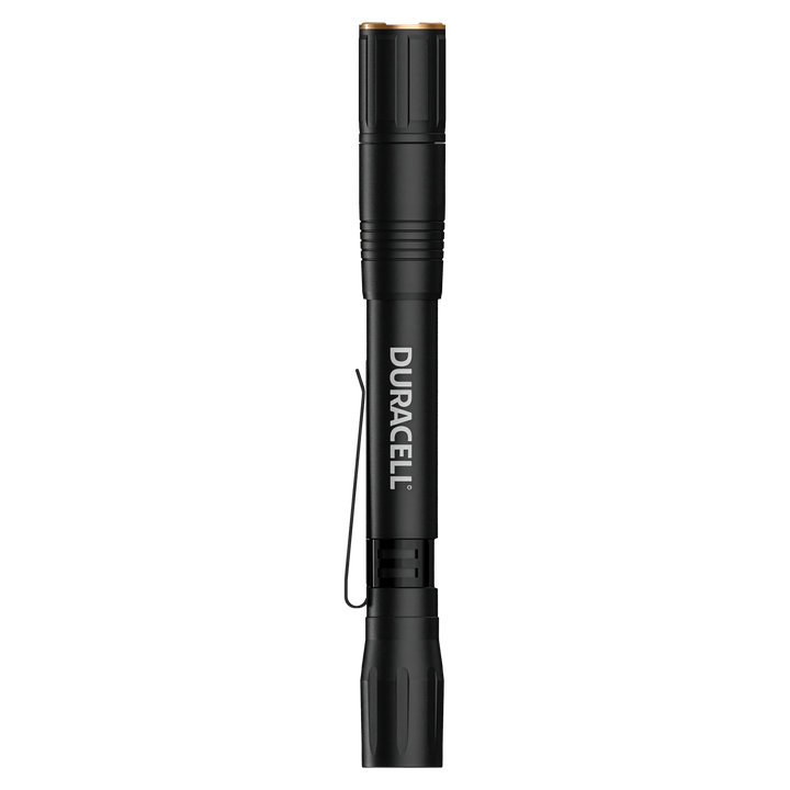 Duracell DF400R LED Stiftleuchte & Taschenlampe Seitenansicht Aluminiumgehäuse mit griffiger Struktur