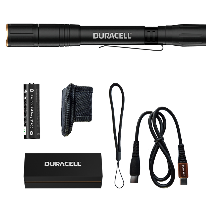 Duracell DF400R LED Stiftleuchte & Taschenlampe mit Zubehör inklusive Li-ion Akku & USB-C Kabel
