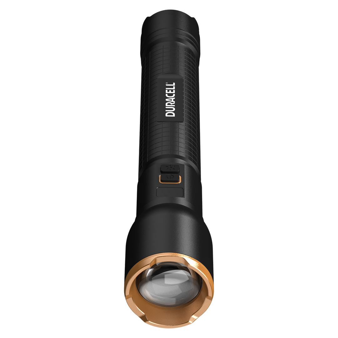 Duracell DF6000R LED Taschenlampe Frontalansicht mit LED Lichtquelle
