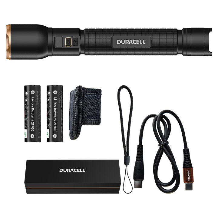 Duracell DF6000R LED Taschenlampe mit Zubehör inklusive Li-ion Akku & USB-C Kabel
