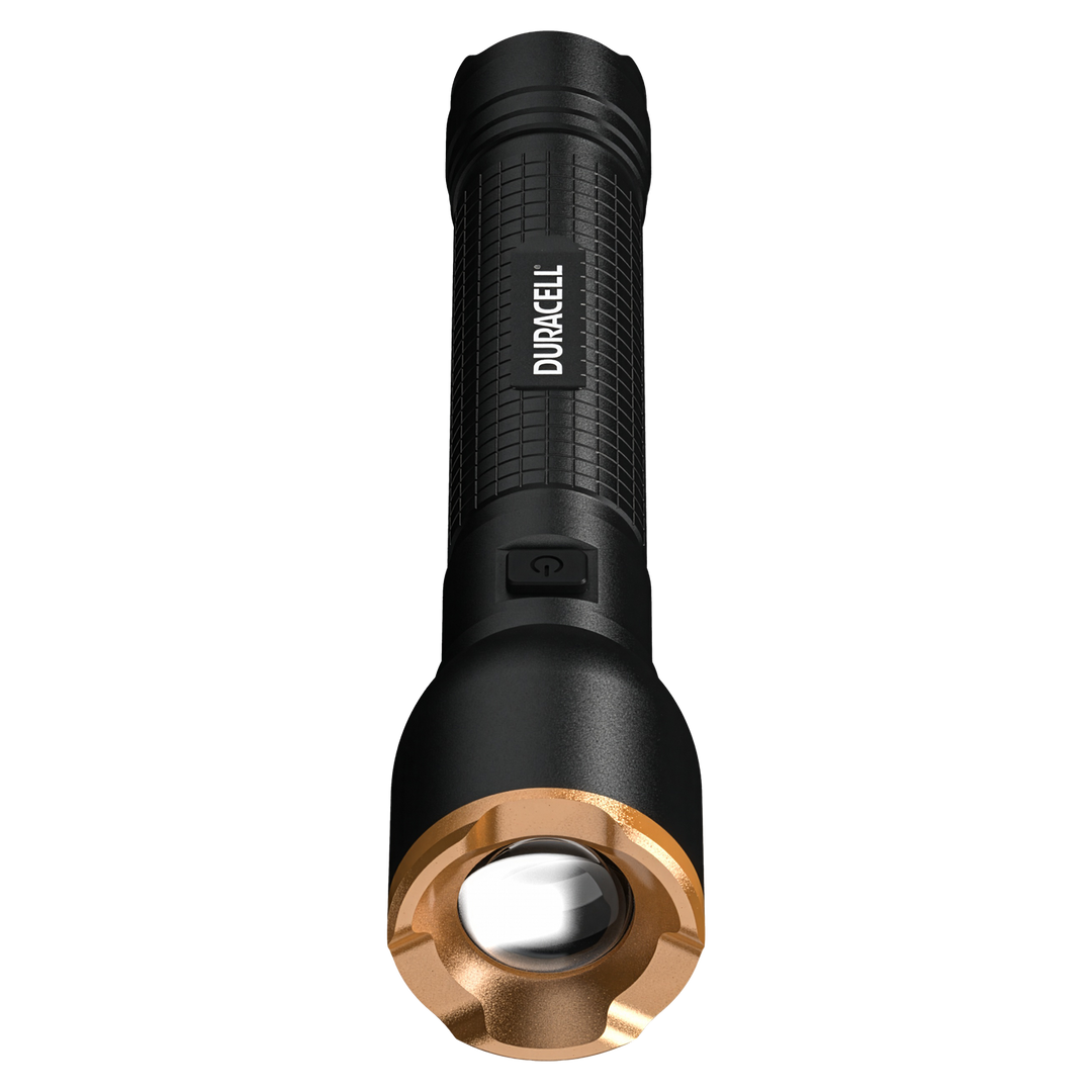 Duracell DF750 LED Taschenlampe Frontalansicht mit LED Lichtquelle