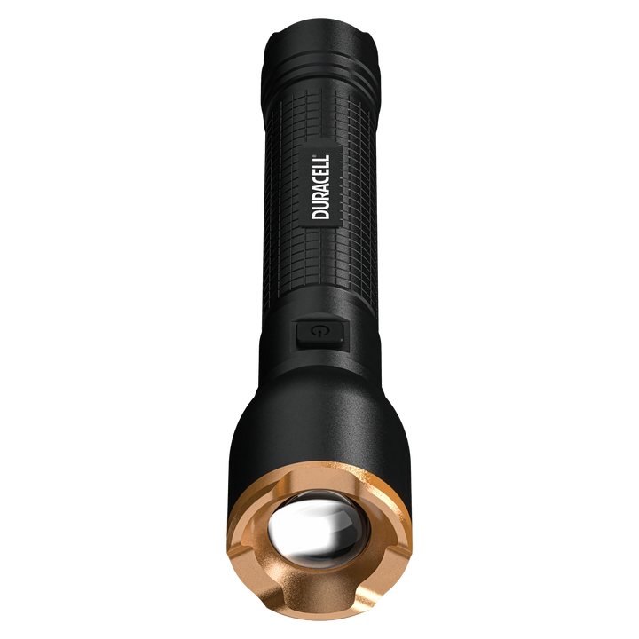 Duracell DF750 LED Taschenlampe Frontalansicht mit LED Lichtquelle