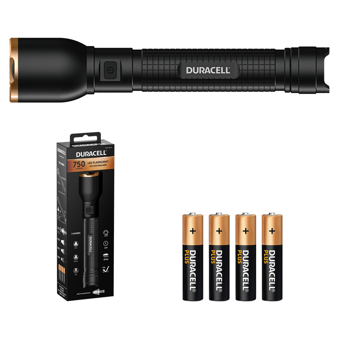 Duracell DF750 LED Taschenlampe mit Zubehör inklusive Batterien