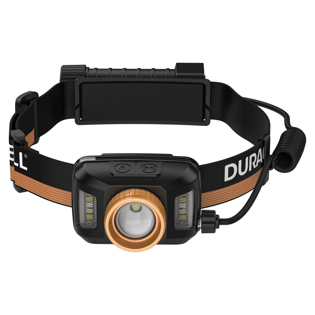 Duracell DH1500R LED Stirnlampe Frontalansicht mit LED Lichtquelle