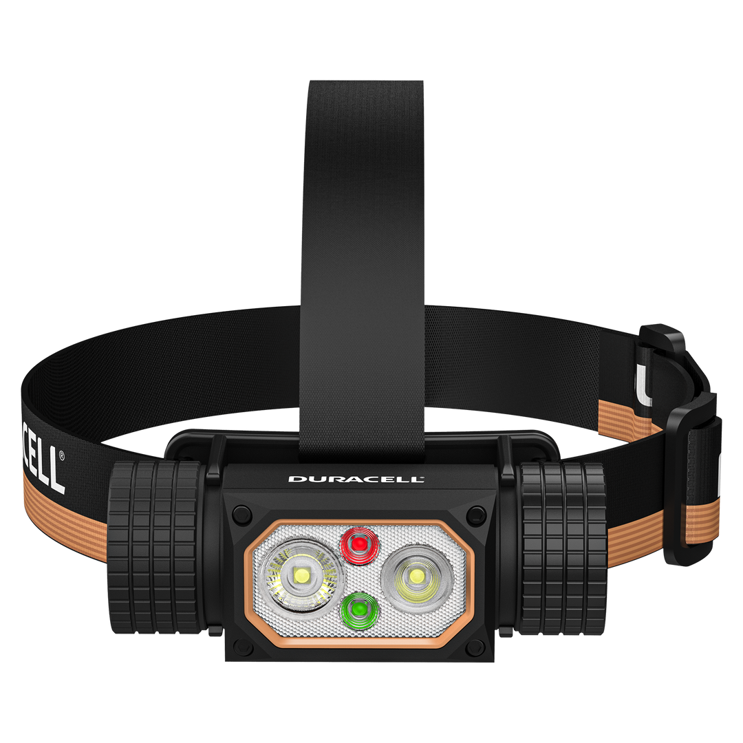 Duracell DH2000R LED Stirnlampe Frontalansicht mit LED Lichtquelle