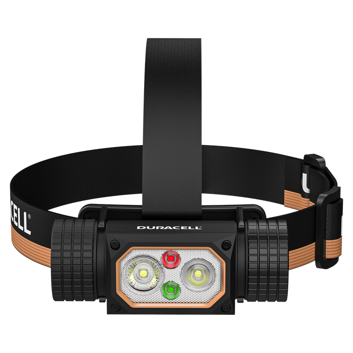 Duracell DH2000R LED Stirnlampe Frontalansicht mit LED Lichtquelle