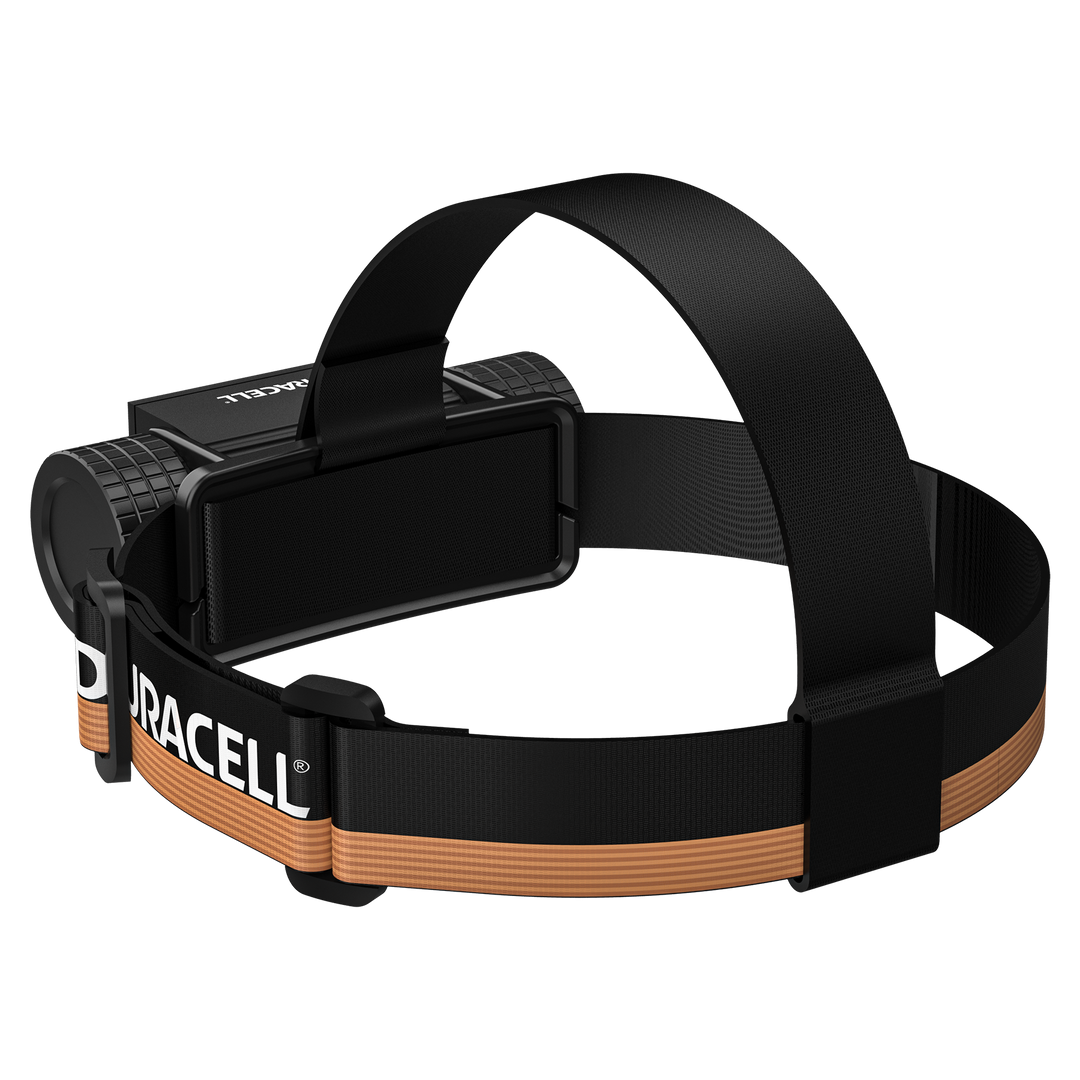 Duracell DH2000R LED Stirnlampe Rückansicht mit Stirnband