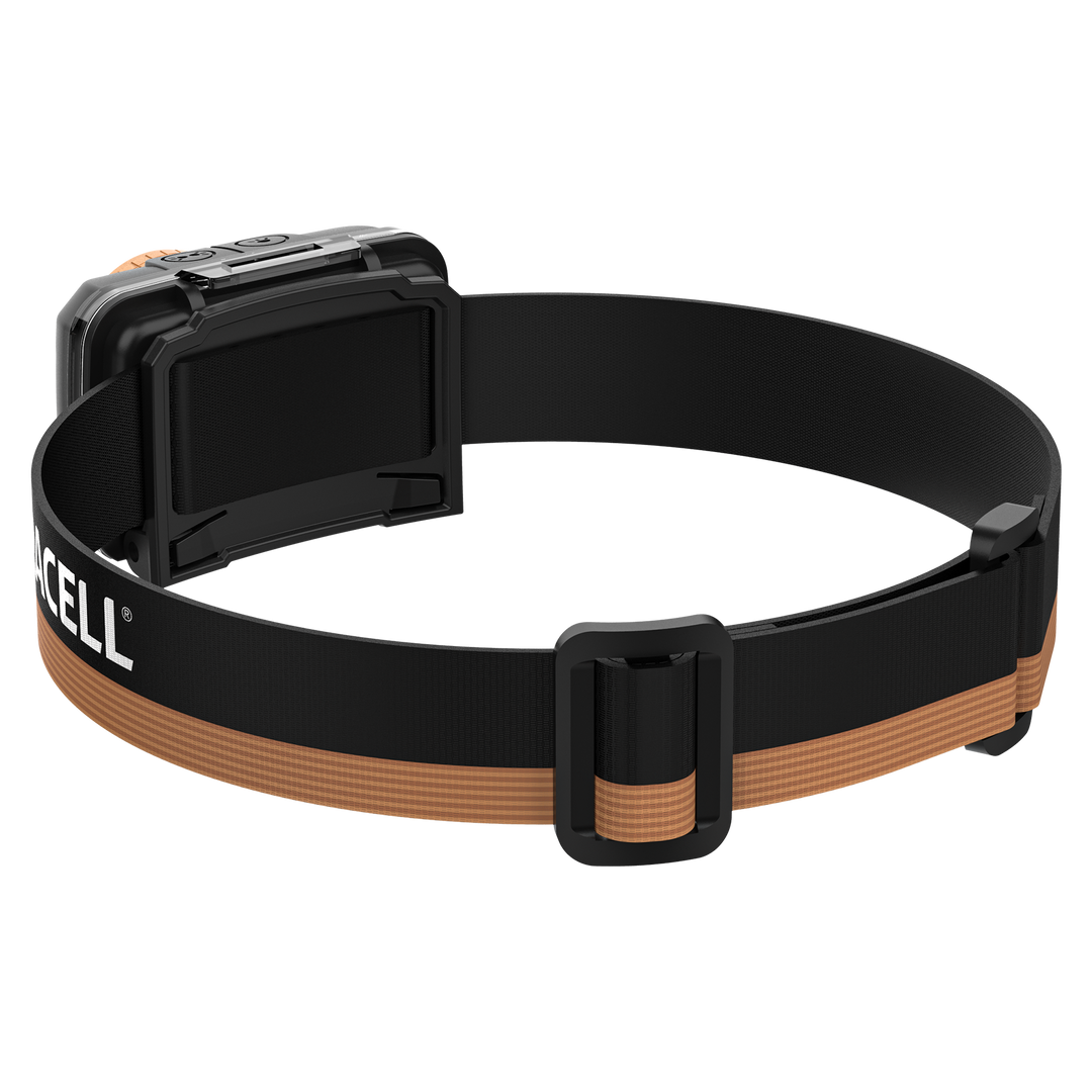 Duracell DH400 LED Stirnlampe Rückansicht mit Stirnband