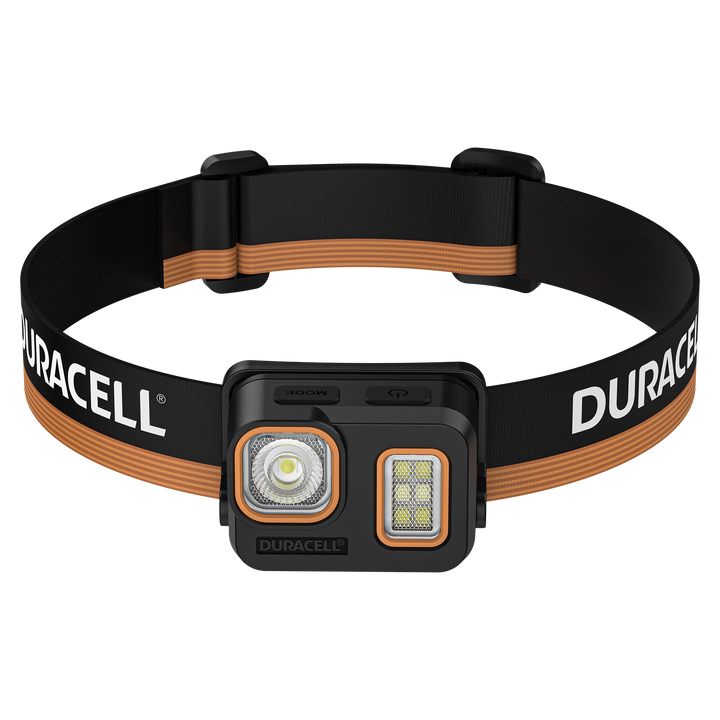 Duracell DH500R LED Stirnlampe Frontalansicht mit LED Lichtquelle