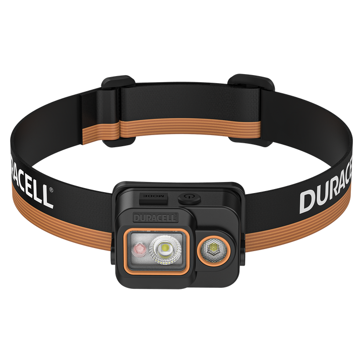Duracell DH700R LED Stirnlampe Frontalansicht mit LED Lichtquelle