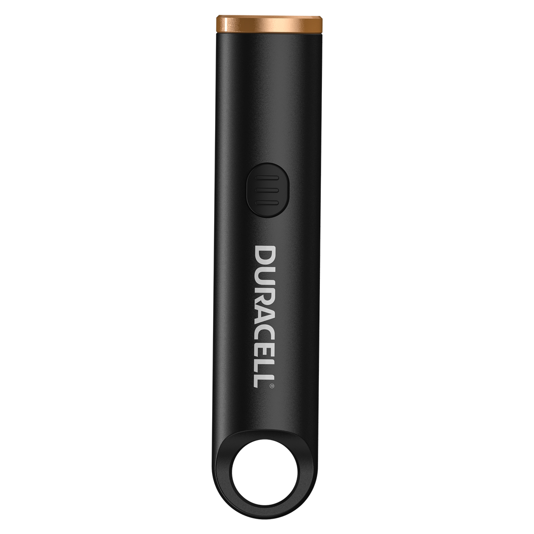 Duracell DK100R LED Schlüsselleuchte & Taschenlampe Seitenansicht Aluminiumgehäuse