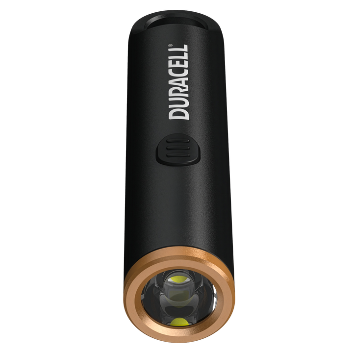 Duracell DK100R LED Schlüsselleuchte & Taschenlampe Frontalansicht mit LED Lichtquelle